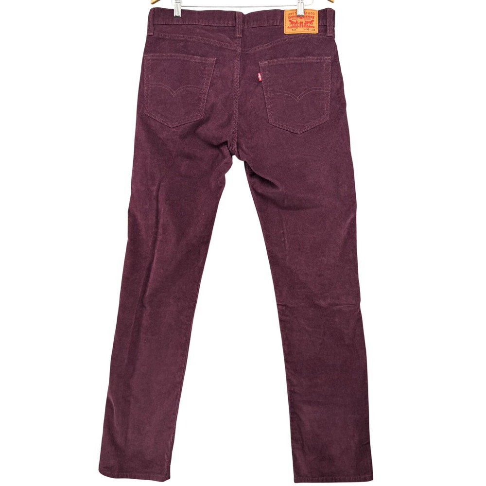 Levi's 511 Corduroy Pants Mens 36x34 Burgundy Slim Fit 04511-6017